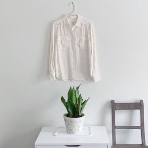 J. Crew Blythe Ivory Silk Button Down Shirt